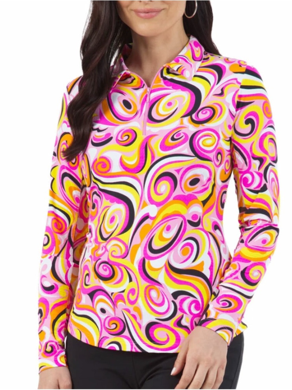 IBKUL Emma Hot Pink Long Sleeve Sun Golf Shirt Womens Sz. L